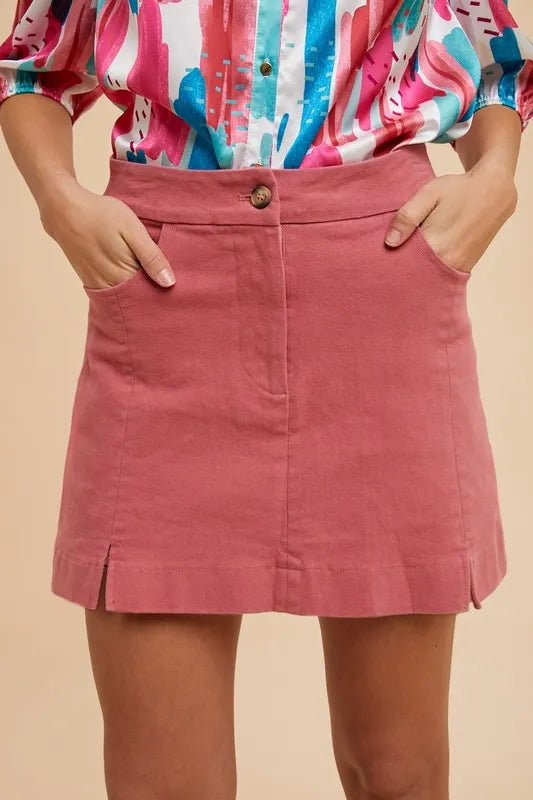 Annie Wear Comfort Stretch Cotton Slit Detailed Mini Skirt - Jennie Dots