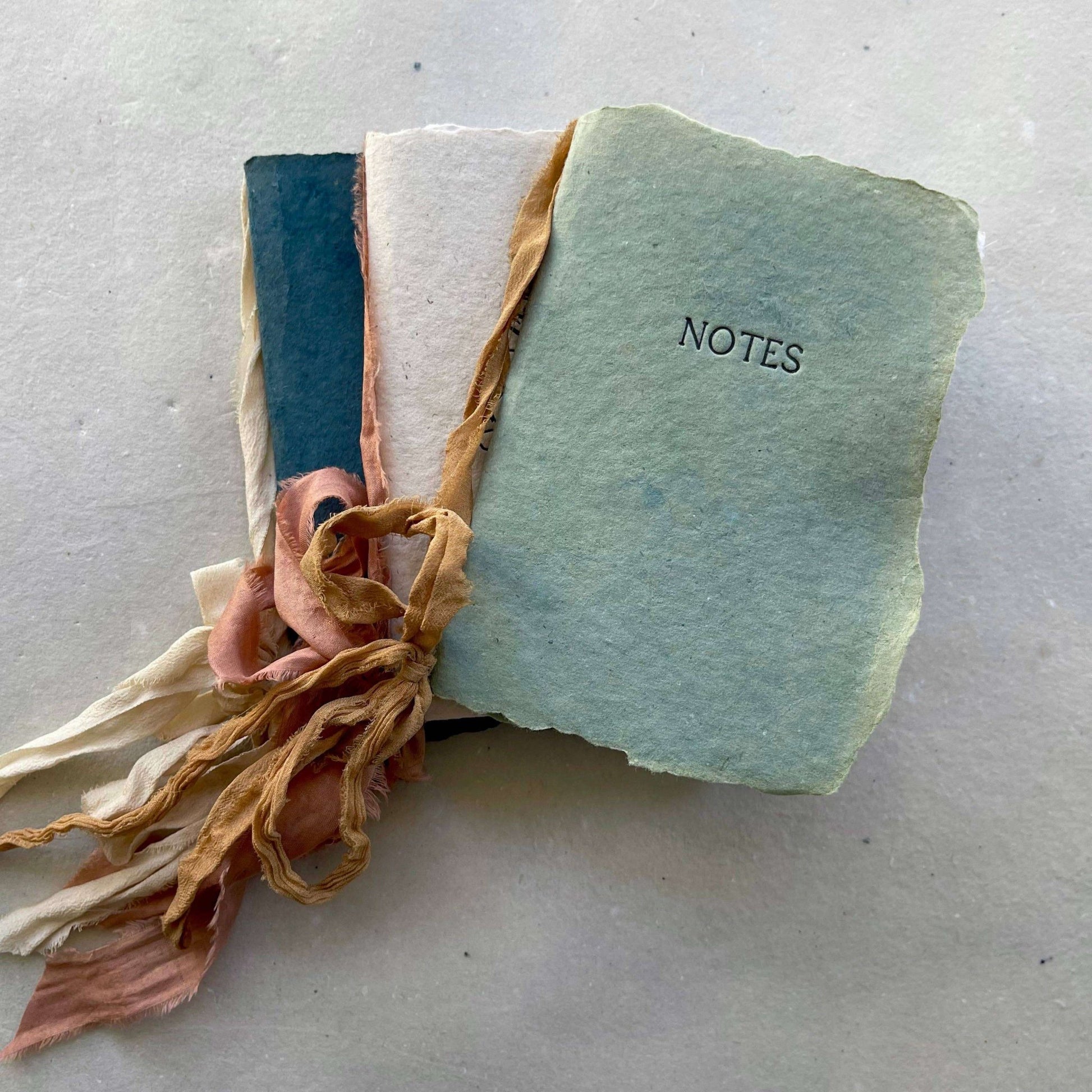 Artisan Made Small Notebook - Dreams, Notes, Flowers paper with silk ribbon - Wedding Vows - Jennie Dots