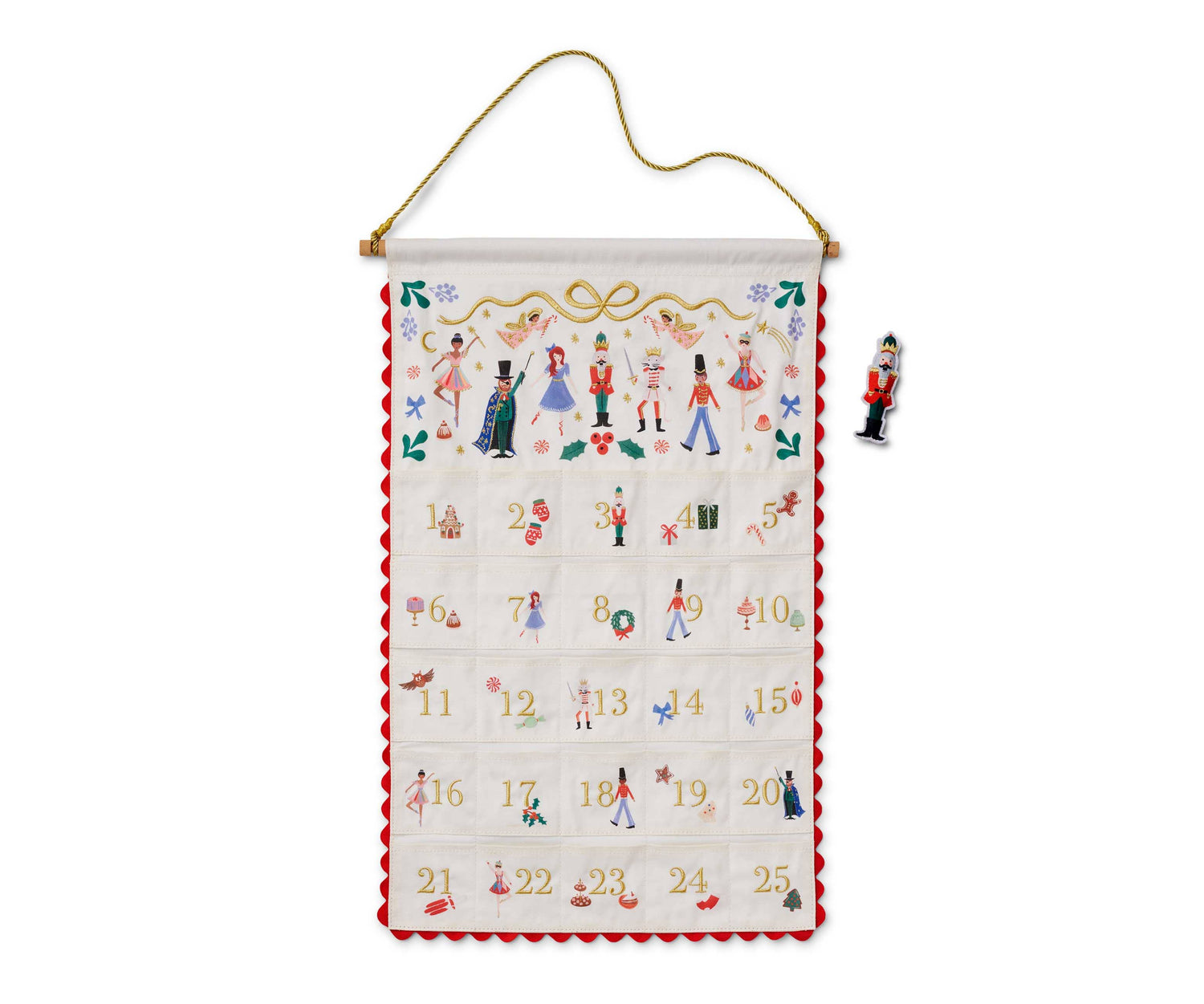 Rifle Paper Co. - Nutcracker Embroidered Hanging Advent Calendar