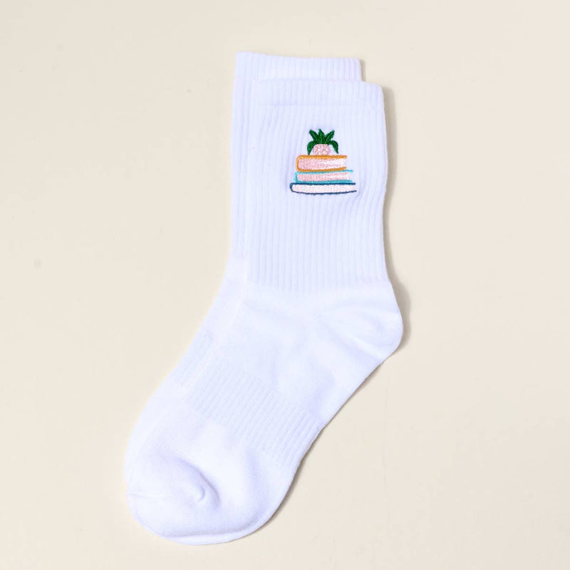 The Darling Effect - Embroidered Crew Socks–Book Nook