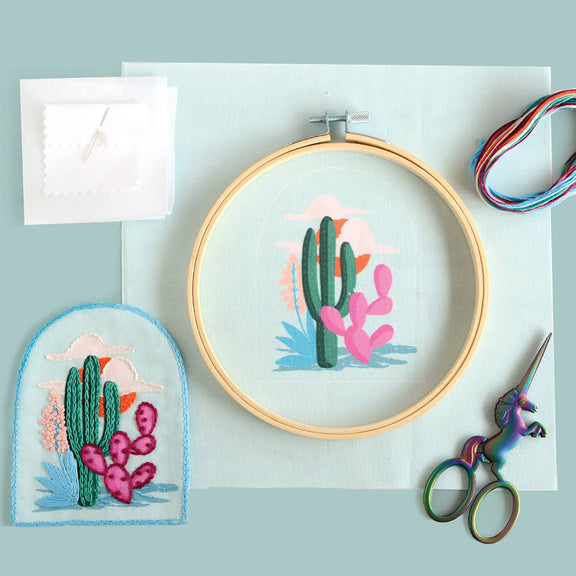 DIY Kit: Cactus Embroidery Patch Kit - Jennie Dots 