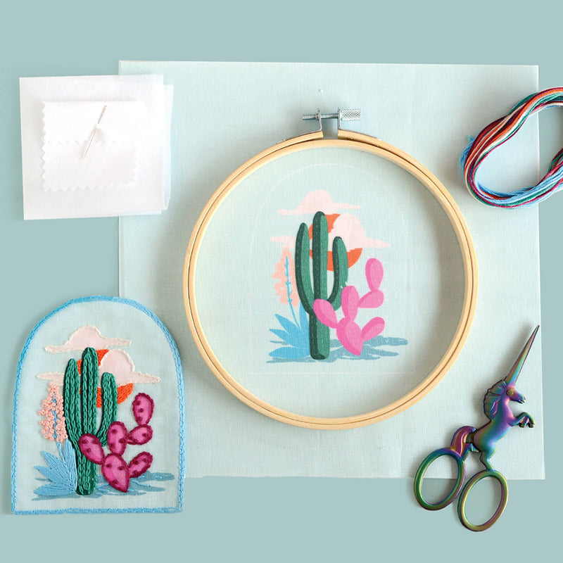 DIY Kit: Cactus Embroidery Patch Kit - Jennie Dots 