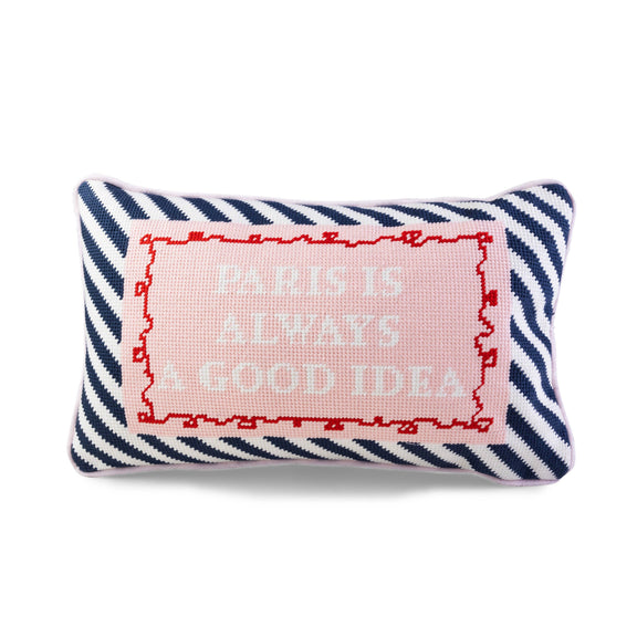 “Paris is always a good idea” Needlepoint Pillow - Jennie Dots 