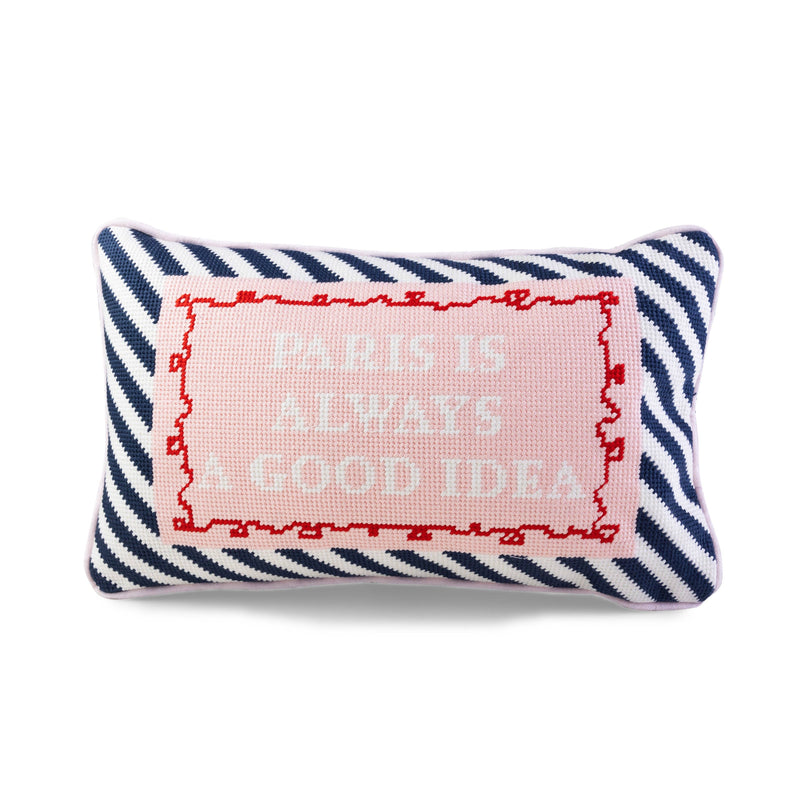 “Paris is always a good idea” Needlepoint Pillow - Jennie Dots 