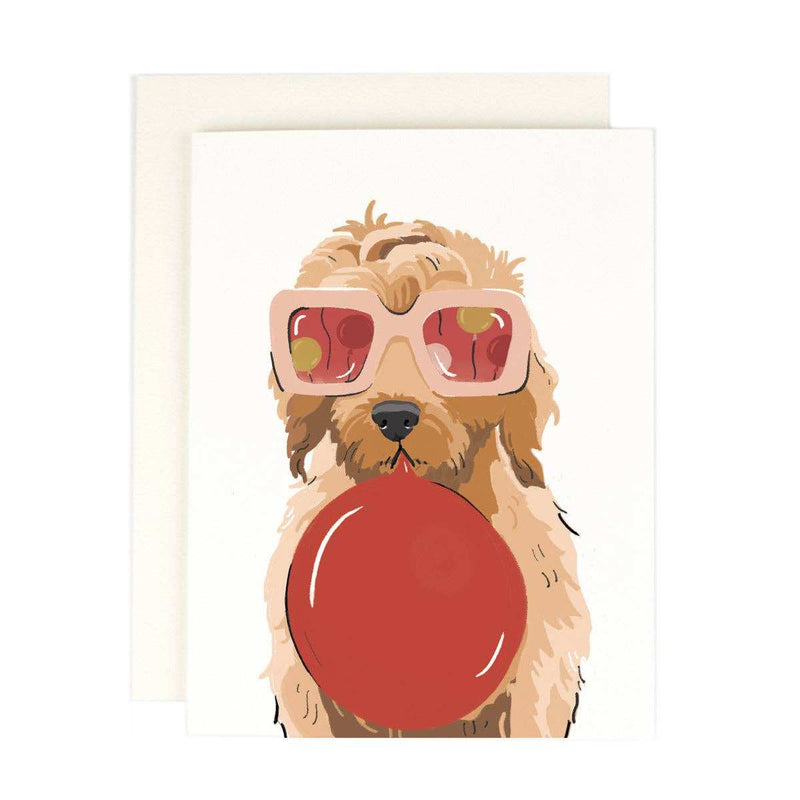 Balloon Dog greeting card with warm white cover paper, includes envelope.