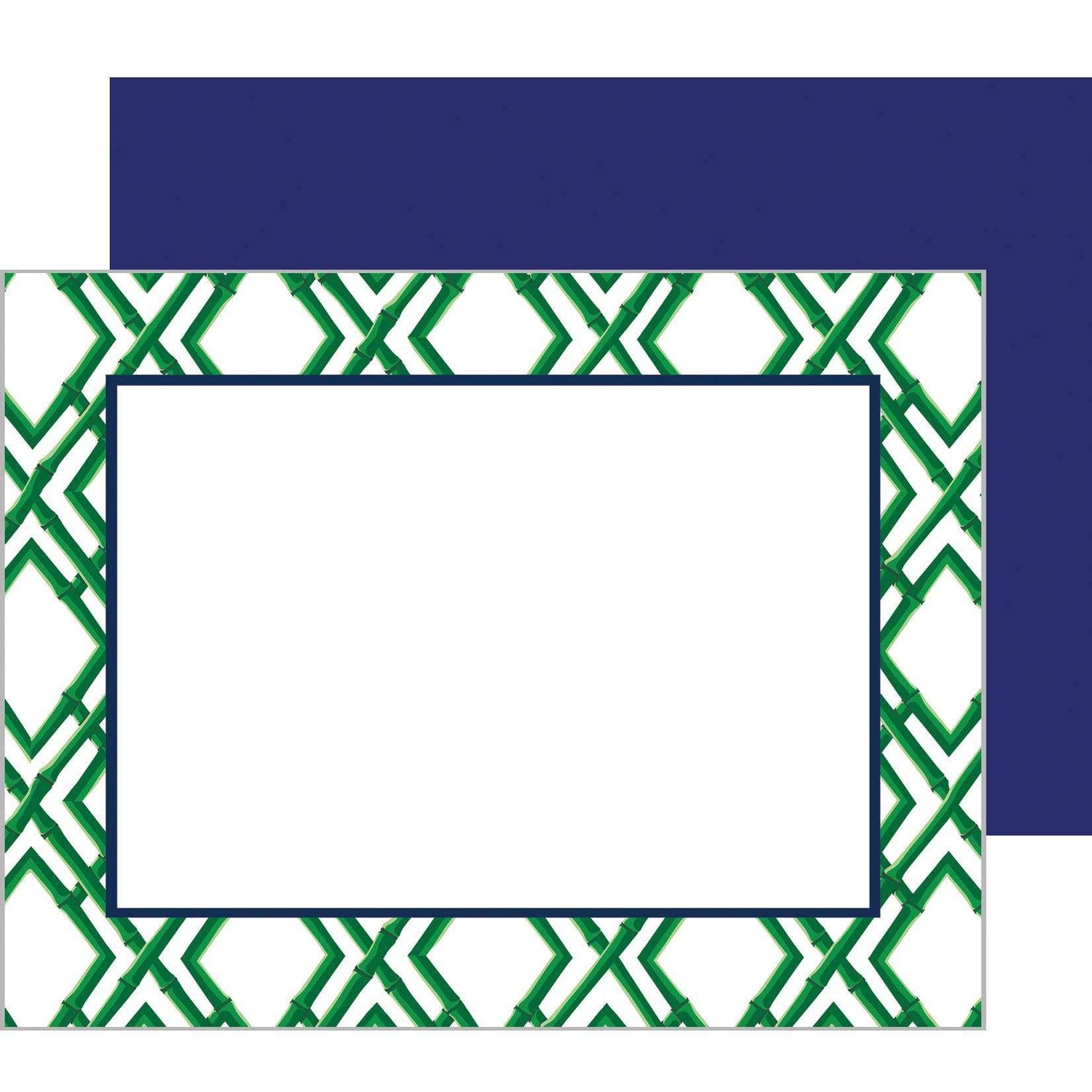 Bamboo Trellis Flat Notecards in green with luxe white cardstock designed for stylish notes.
