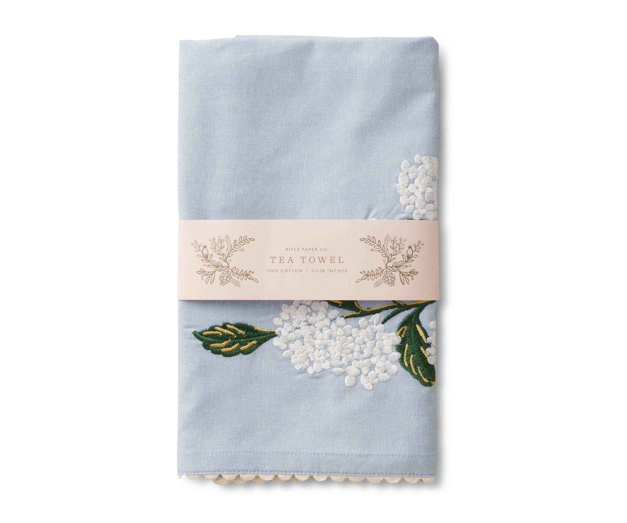 Rifle Paper Co. - Hydrangea Embroidered Tea Towel - Jennie Dots 