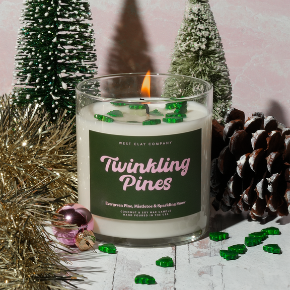 Twinkling Pines Candle -  Festive Winter Holiday Candles - Jennie Dots