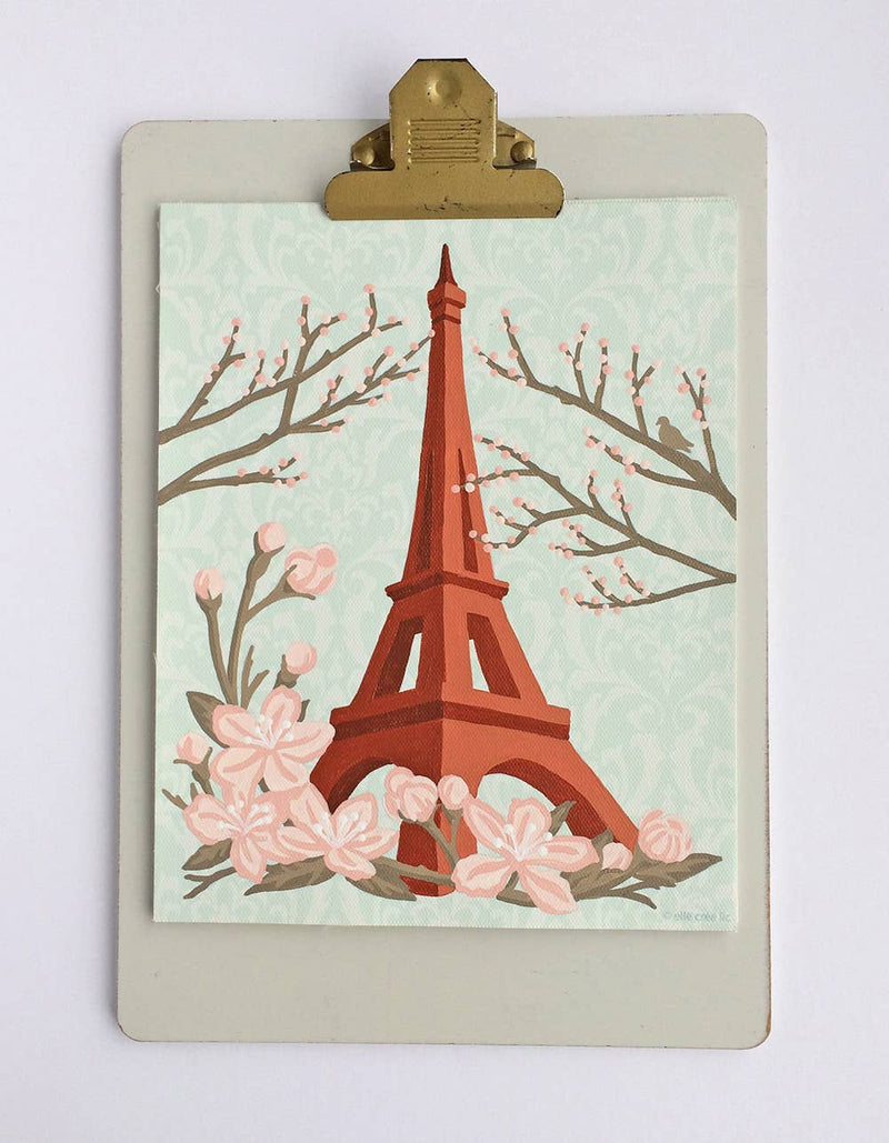 Eiffel Tower with Cherry Blossoms Paint-by-Number Kit - Jennie Dots 