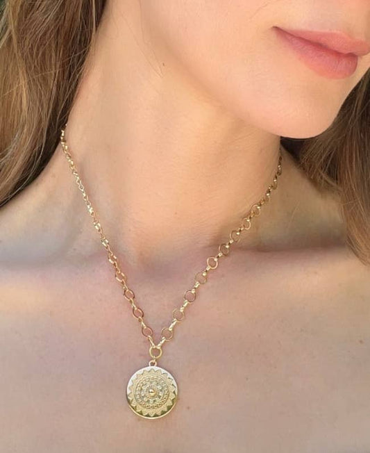 Amelia Rose Jewelry - Sun Medallion Pendant Necklace