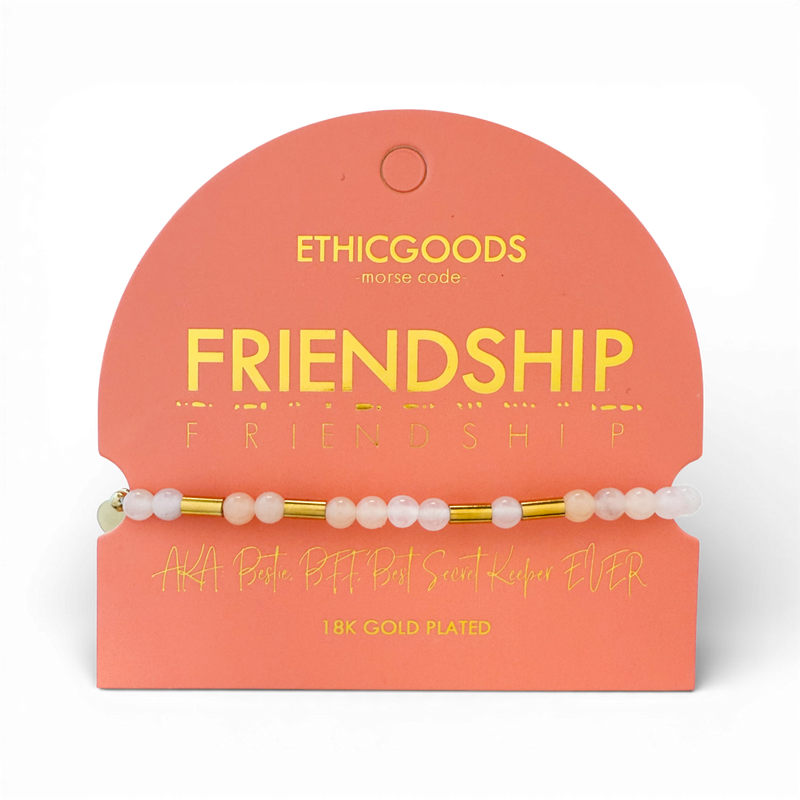 Morse Code Gold & Stone Beaded Bracelet | FRIENDSHIP - Jennie Dots 