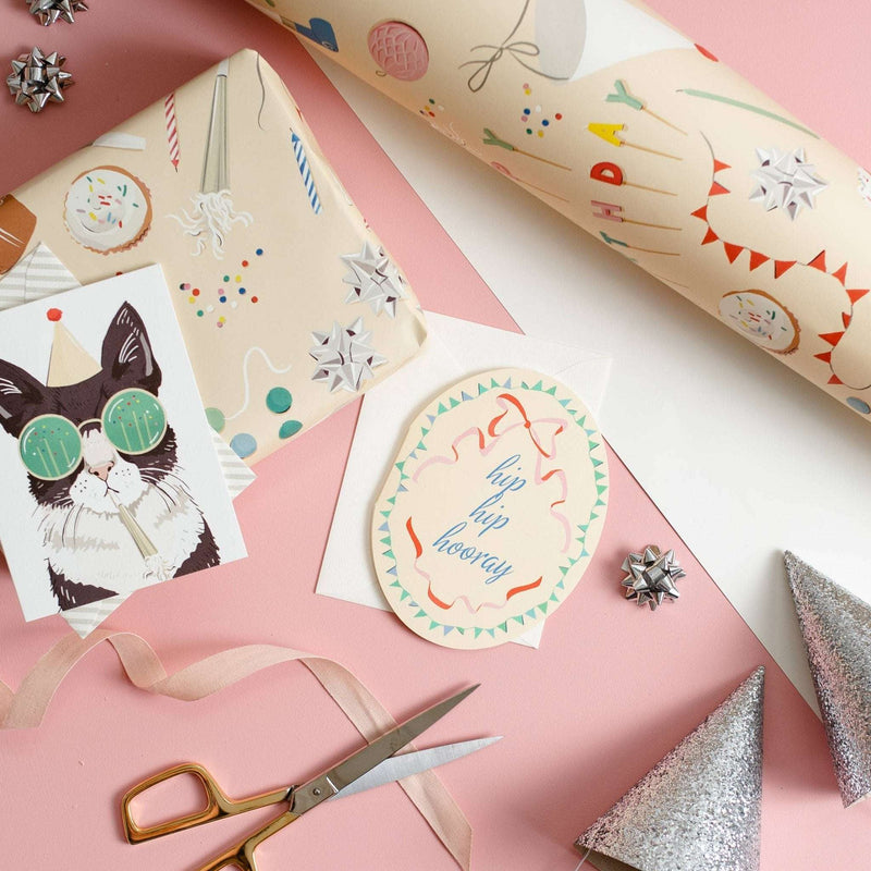 Birthday Party Cat Greeting Card - Jennie Dots