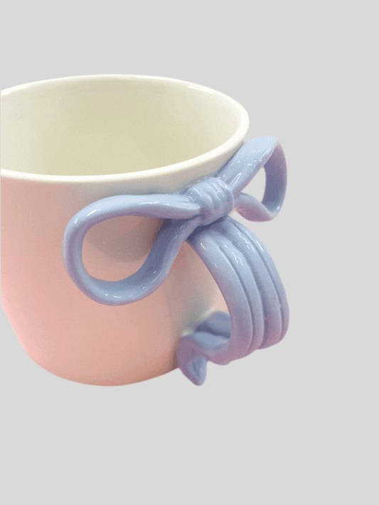 Blue Bow 15oz Ceramic Coffee Mug by Rock Paper Scissors - Jennie Dots