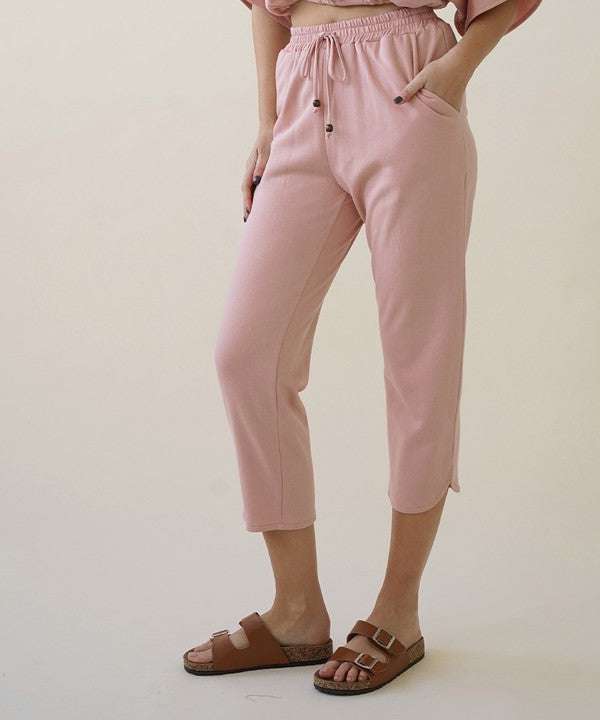 BRUSHED ORGANIC HEMP Cropped Joggers - Jennie Dots