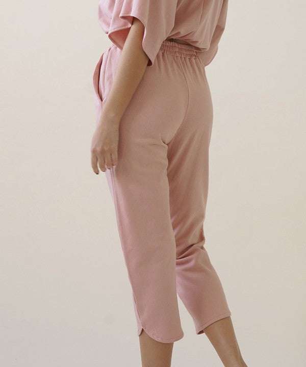 BRUSHED ORGANIC HEMP Cropped Joggers - Jennie Dots