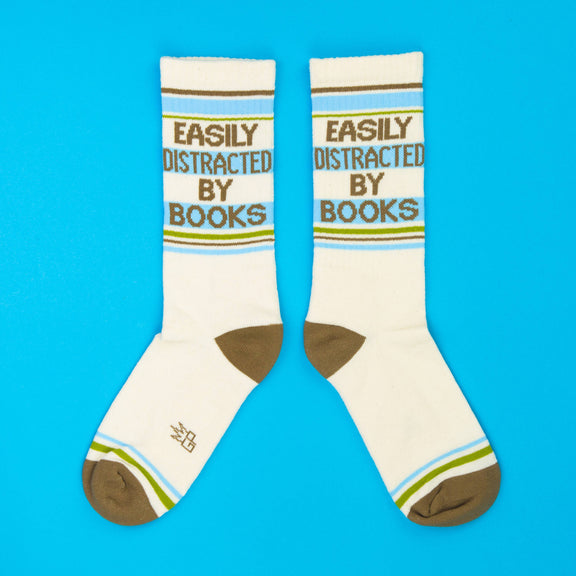 Easily Distracted By Books Gym Crew Socks - Jennie Dots 