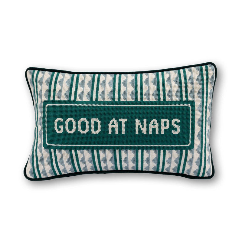Furbish Studio - Good at Naps Needlepoint Pillow - Jennie Dots 