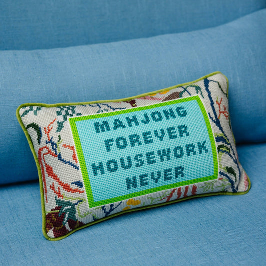 Furbish Studio - Mahjong Needlepoint Pillow - Jennie Dots