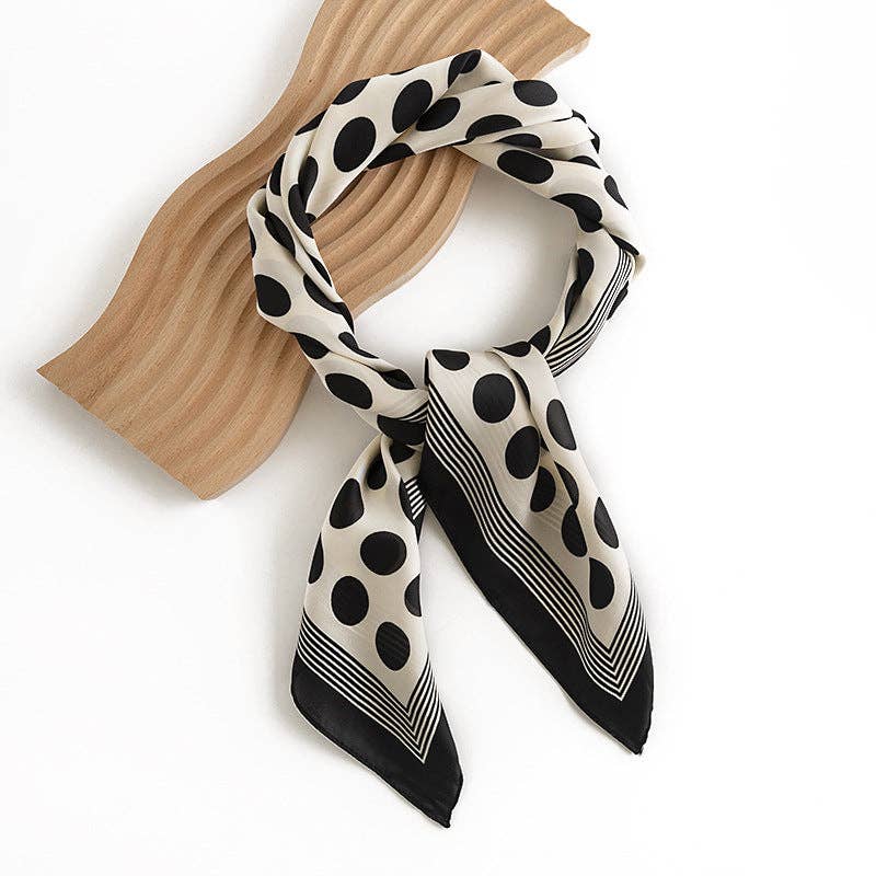 Classic Polka Dot Square Scarf Black & White Polka Dot