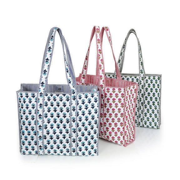 Amelia Rose Jewelry - Hydrangea Quilted Tote Bag-Blue - Jennie Dots 