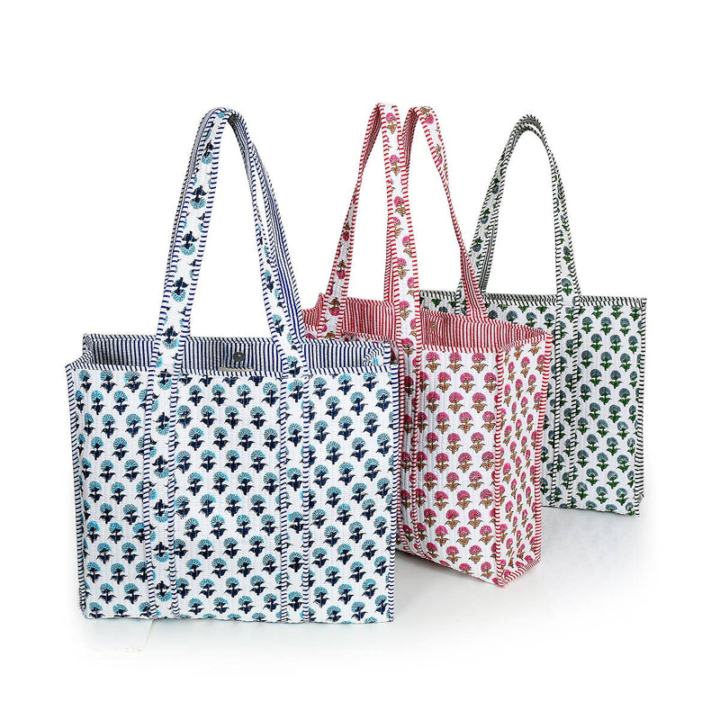 Amelia Rose Jewelry - Hydrangea Quilted Tote Bag-Blue - Jennie Dots 