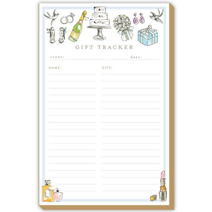 Gift Tracker with Bridal Icons Luxe Large Notepad - Jennie Dots