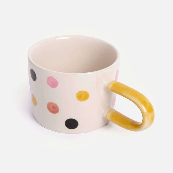 Caroline Gardner Multi Dotty Hand - Painted Glazed Stoneware Mug Set of 4 - Jennie Dots