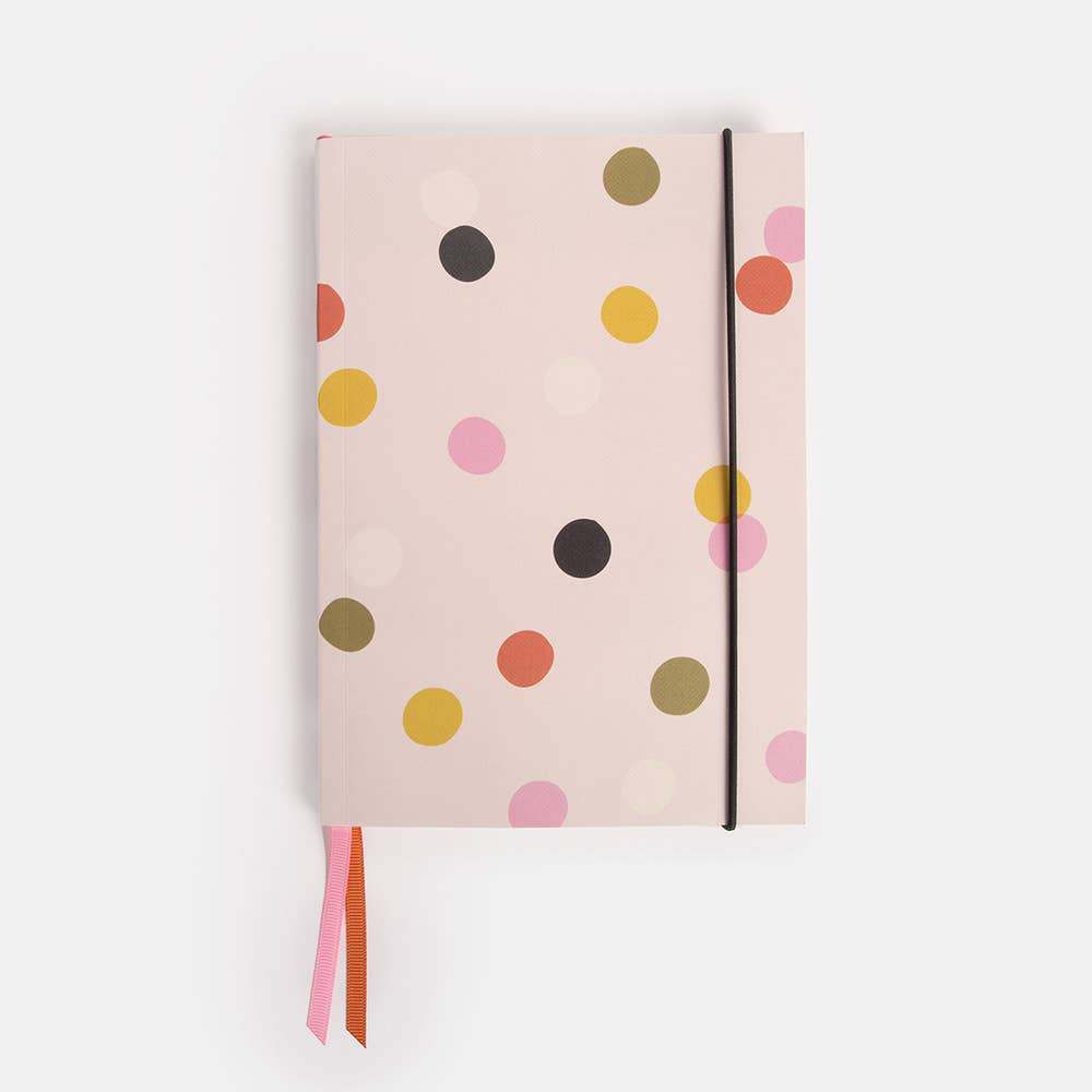 Caroline Gardner Pale Pink Polka Dot A5 Notebook - Jennie Dots