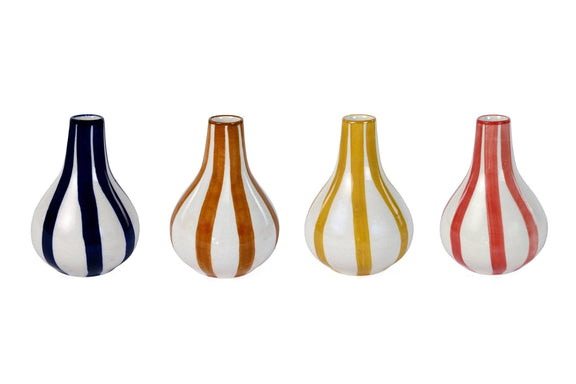 Casa Amarosa - Ceramic Stripe bud vase, Yellow - 3.5 x 3.5 x 4.75 Inches - Jennie Dots