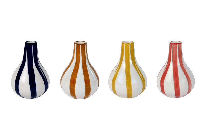Casa Amarosa - Ceramic Stripe bud vase, Yellow - 3.5 x 3.5 x 4.75 Inches - Jennie Dots