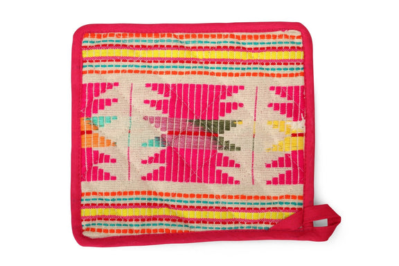 Casa Amarosa - Pink Star Oven Mitts & Pot Holder/ Set Of 2 - Jennie Dots