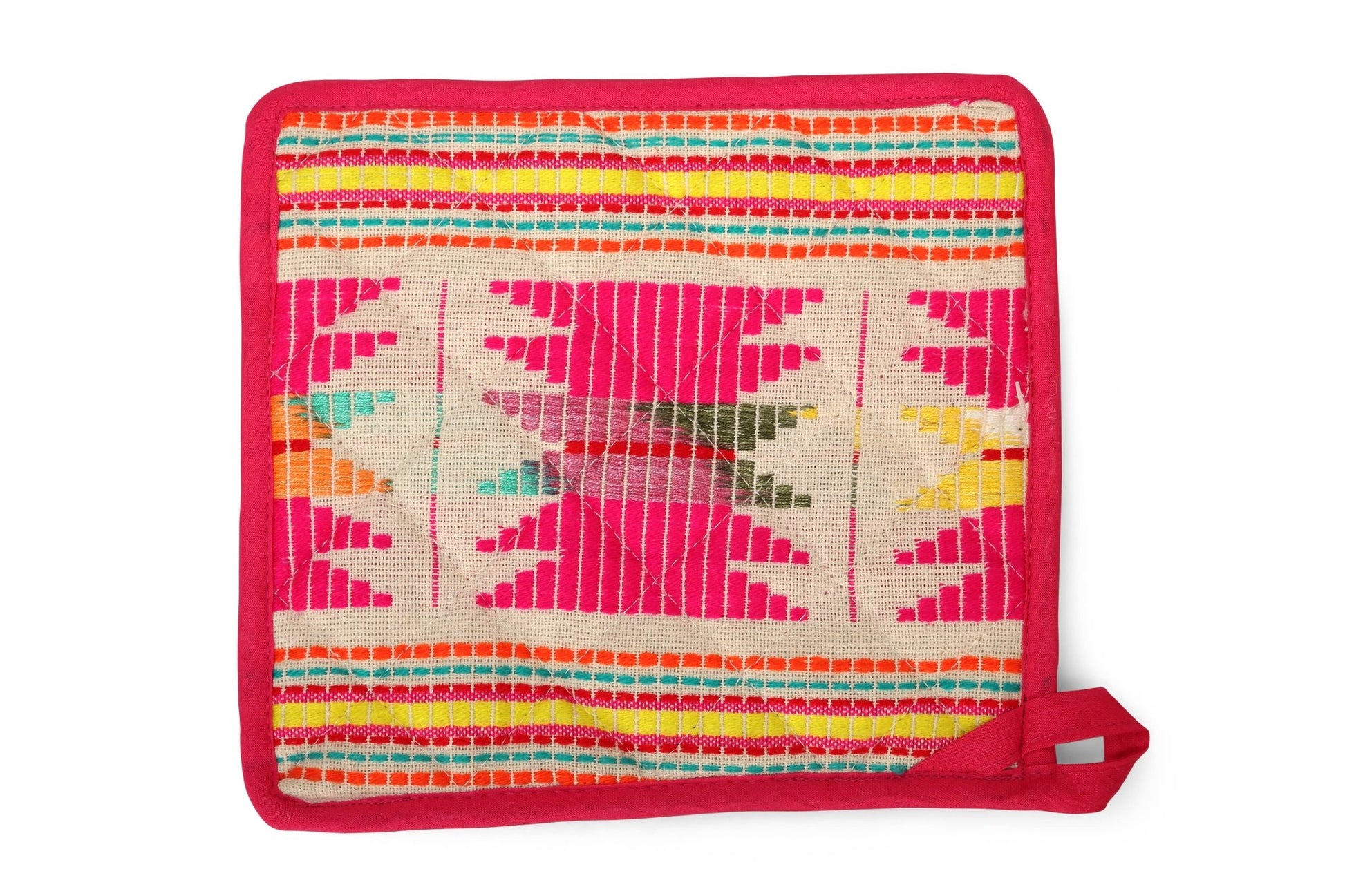 Casa Amarosa - Pink Star Oven Mitts & Pot Holder/ Set Of 2 - Jennie Dots