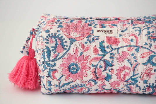 Lotus blooms floral travel/make up/organizer/bag- Large