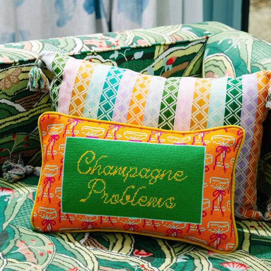 Furbish Studio - Champagne Problems Needlepoint Pillow