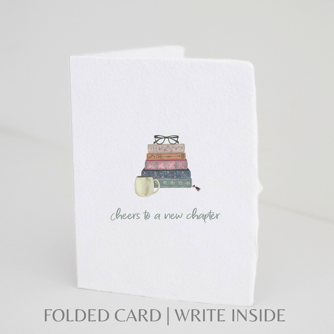 Cheers to a new chapter | Book Graduation Greeting Card - Jennie Dots