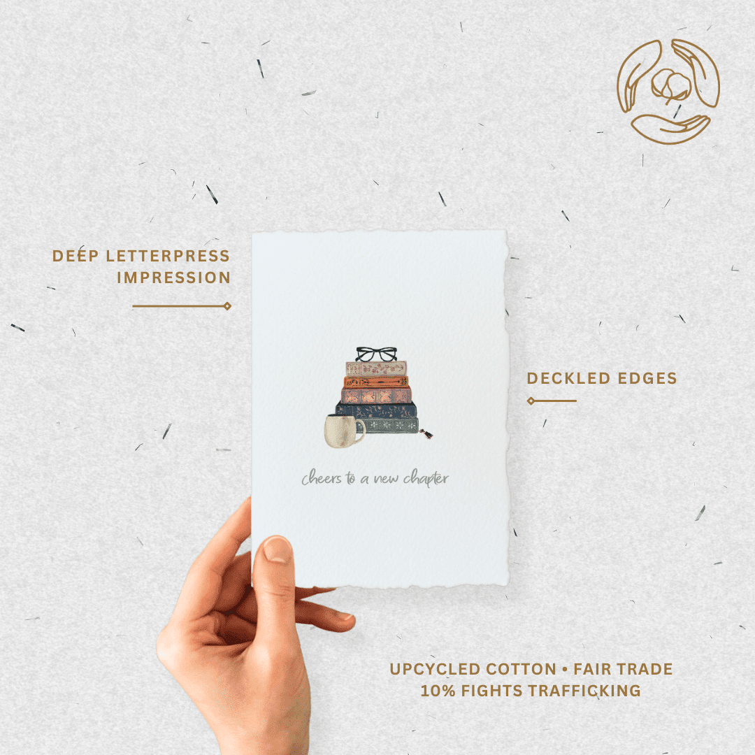 Cheers to a new chapter | Book Graduation Greeting Card - Jennie Dots