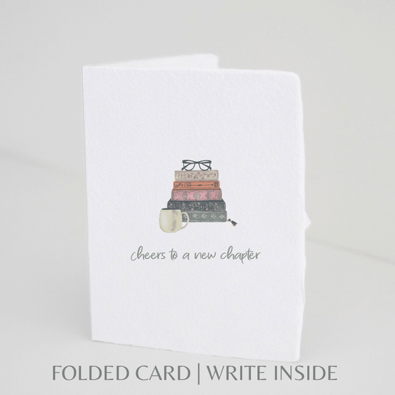 Cheers to a new chapter | Book Graduation Greeting Card - Jennie Dots