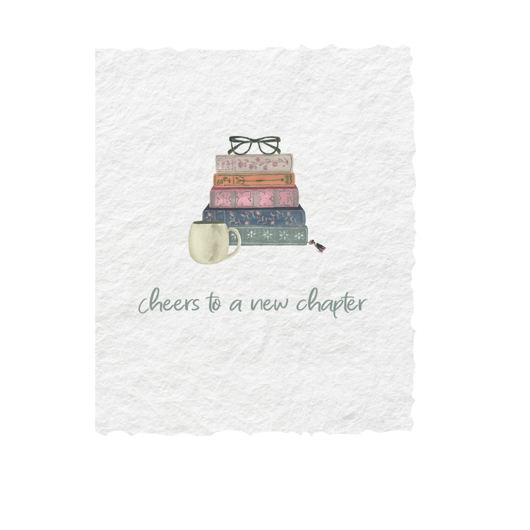 Cheers to a new chapter | Book Graduation Greeting Card - Jennie Dots