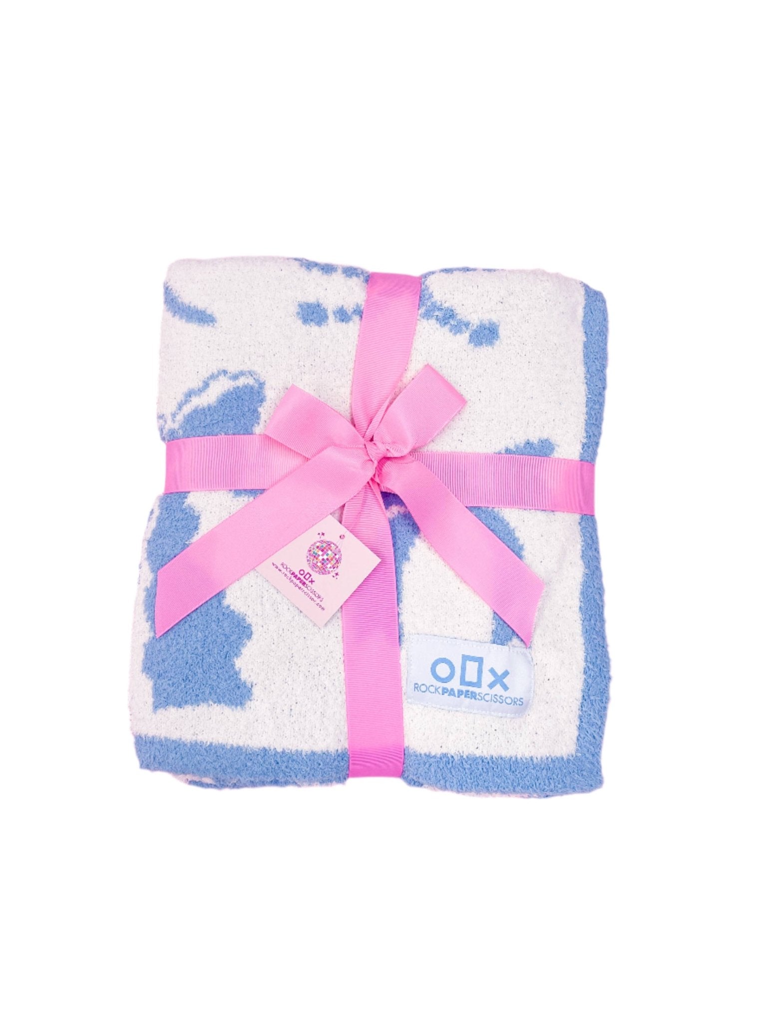 Cozy Blue Bow Luxury Throw Blanket - Jennie Dots