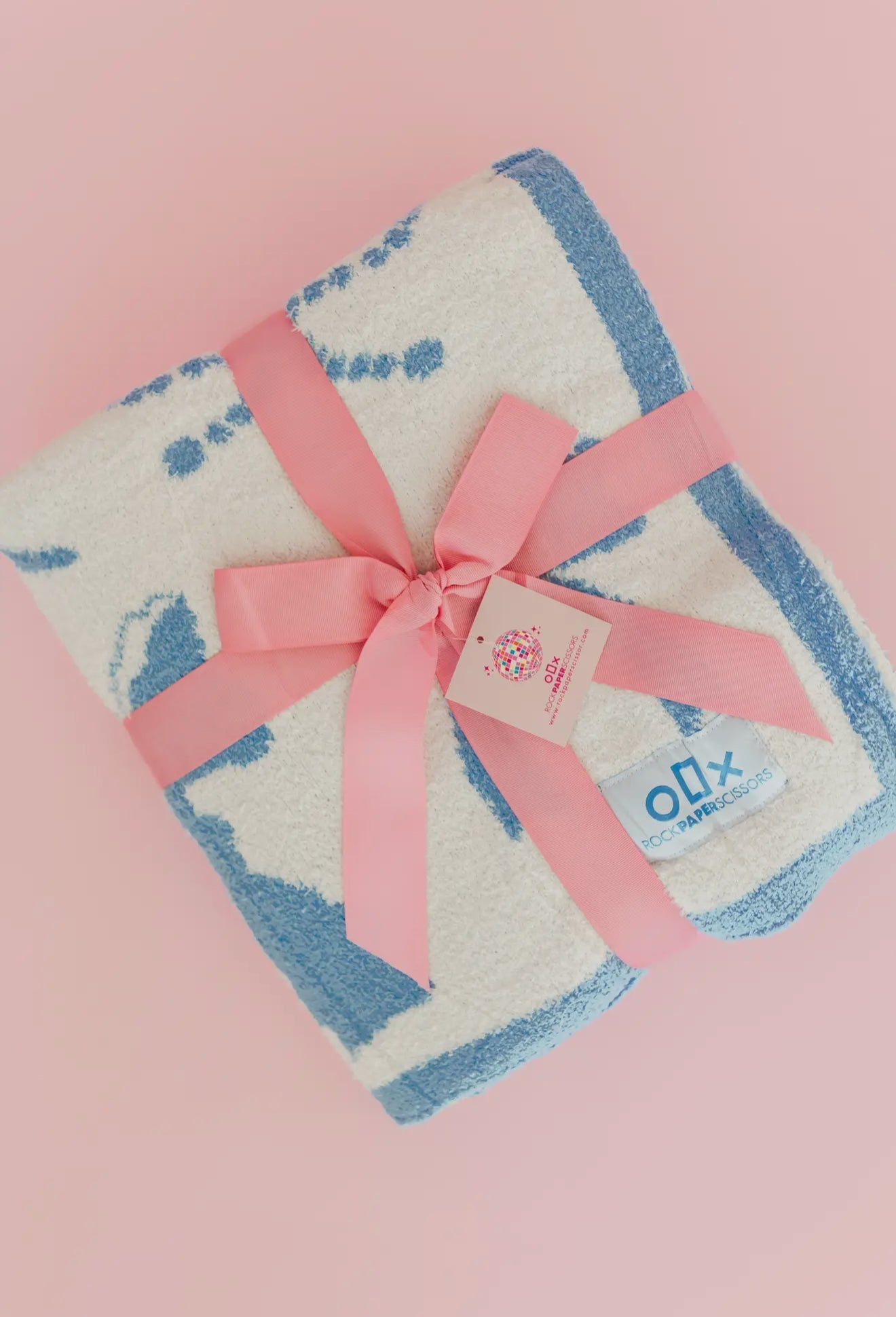 Cozy Blue Bow Luxury Throw Blanket - Jennie Dots