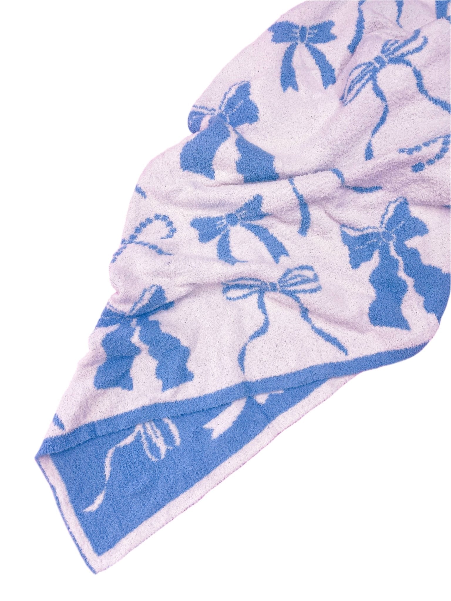 Cozy Blue Bow Luxury Throw Blanket - Jennie Dots