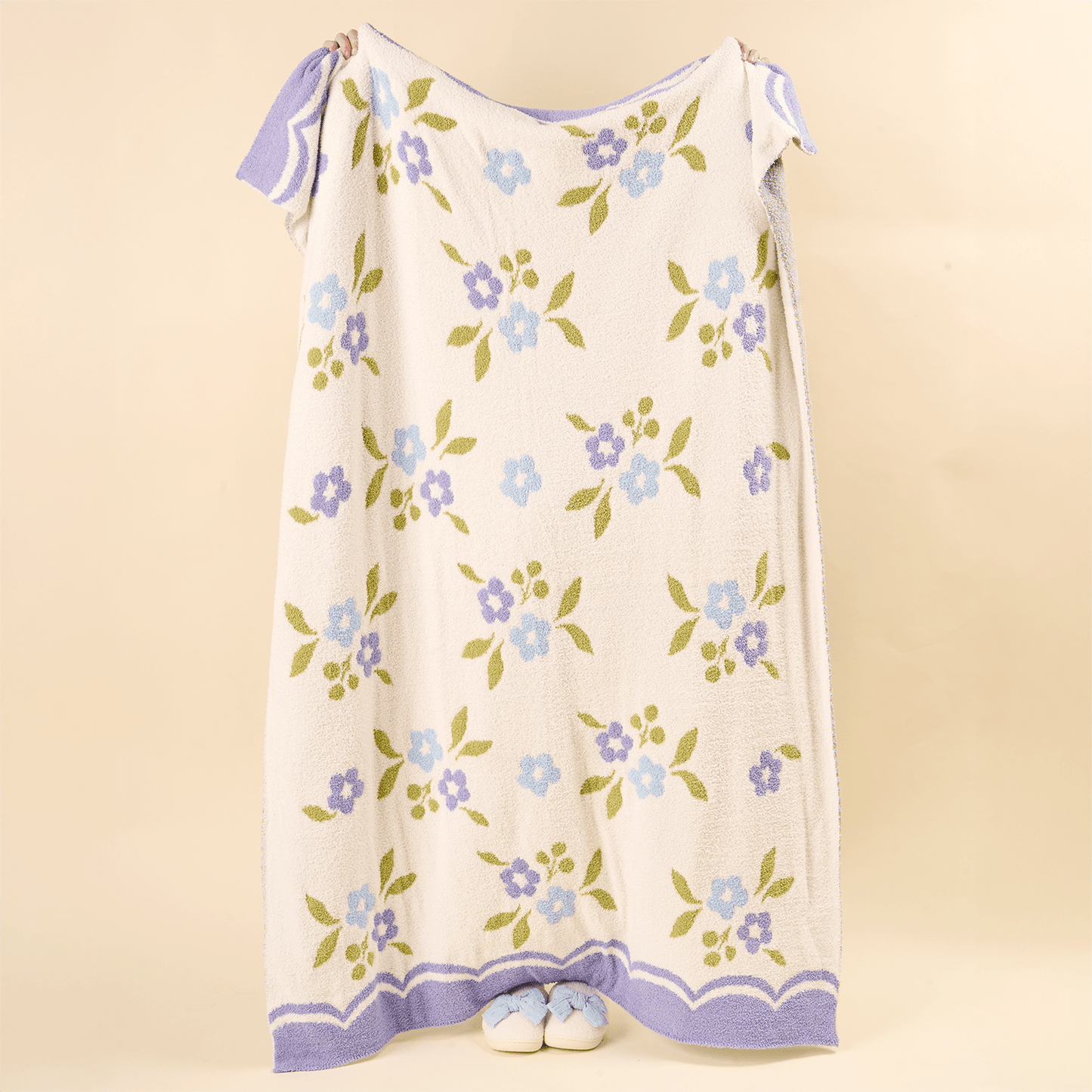 Cozy Dreams Luxe Blanket - Scalloped Floral Periwinkle - Jennie Dots