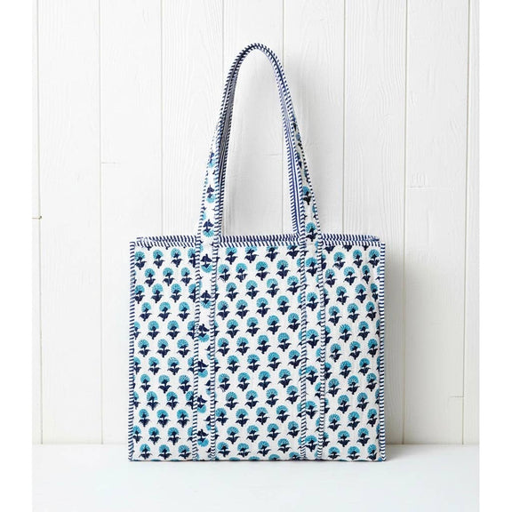 Amelia Rose Jewelry - Hydrangea Quilted Tote Bag-Blue - Jennie Dots 