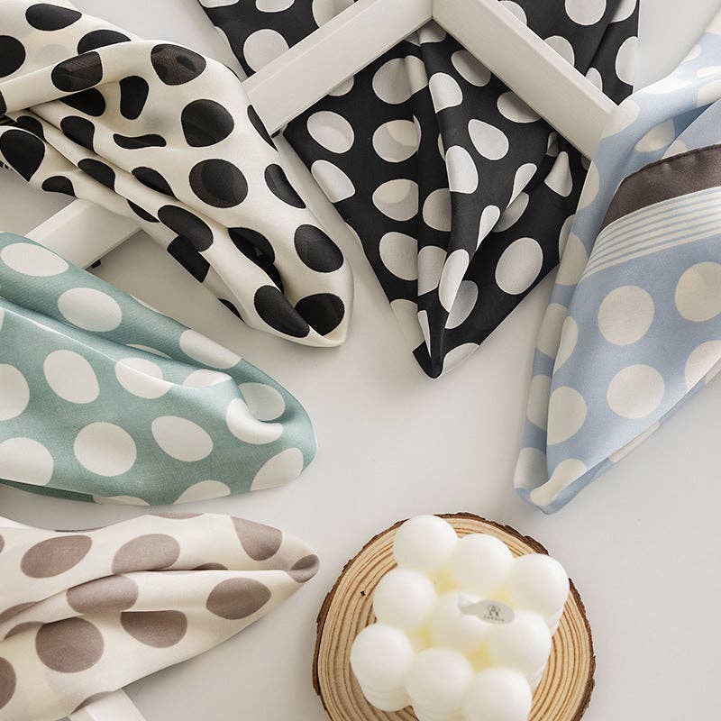 Classic Polka Dot Square Scarf Black & White Polka Dot