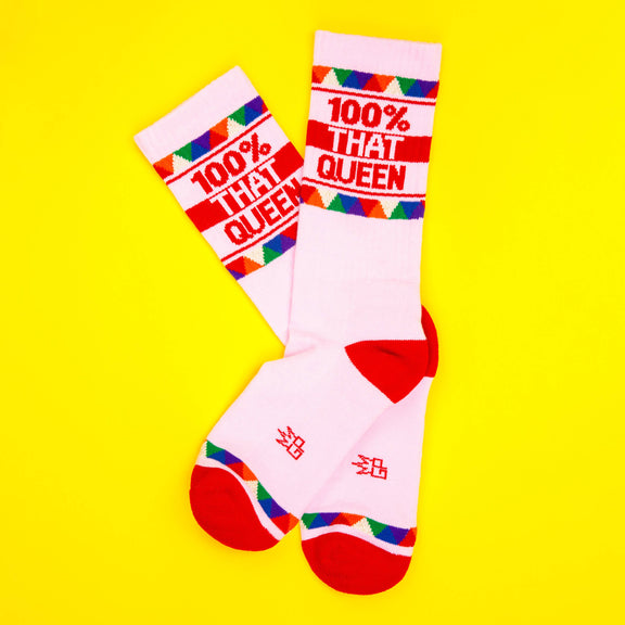 100% That Queen Gym Crew Socks - Jennie Dots 