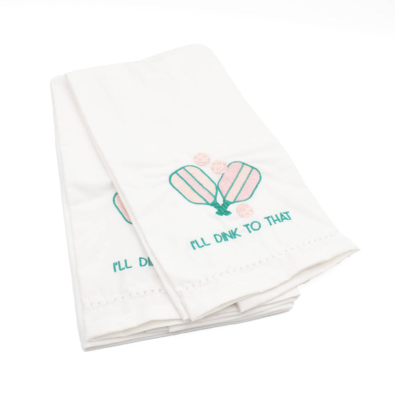 8 Oak Lane - Pickleball Embroidered Bar Towel Set - Jennie Dots 