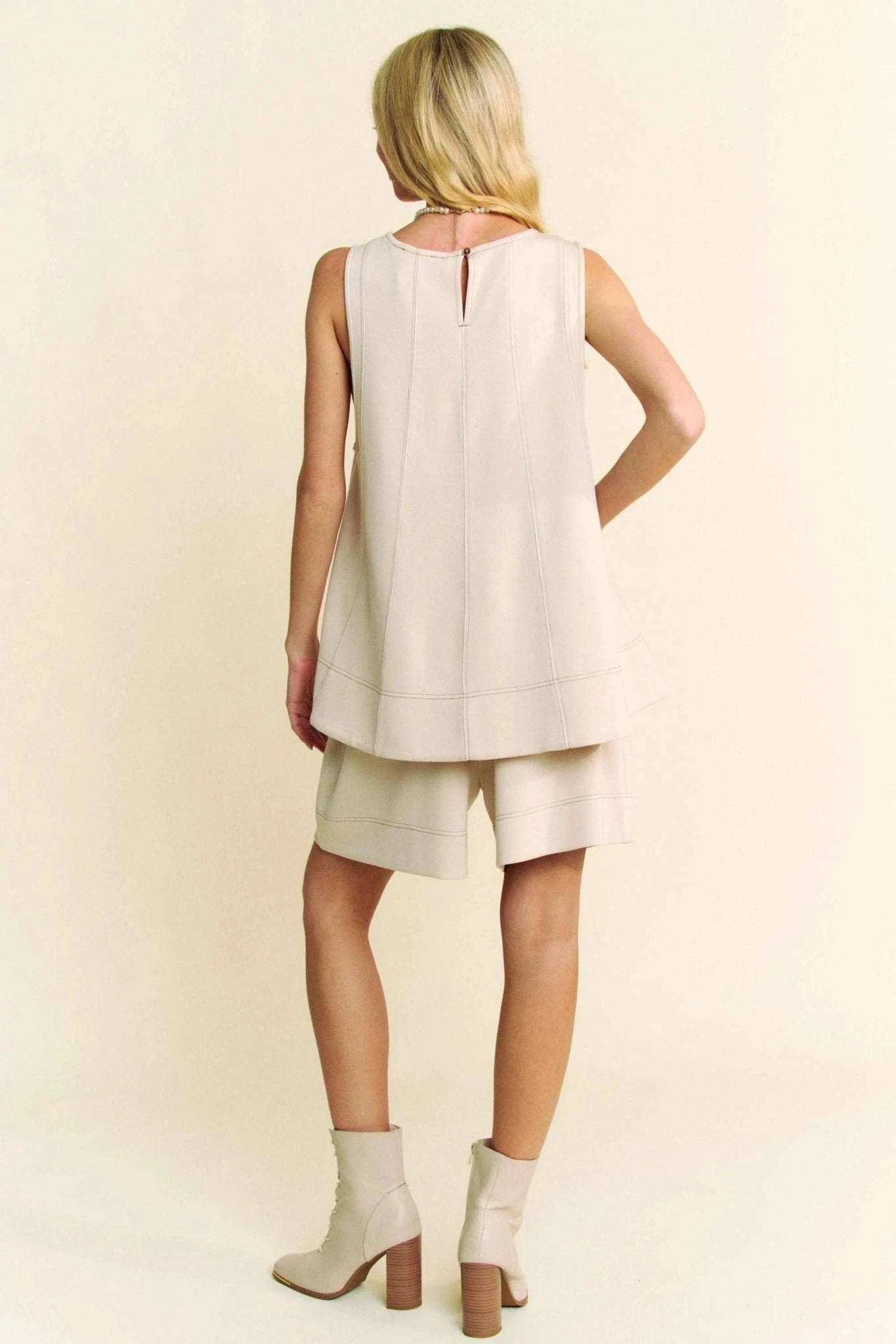 Davi & Dani Contrast Seam Top and Short Set - Jennie Dots