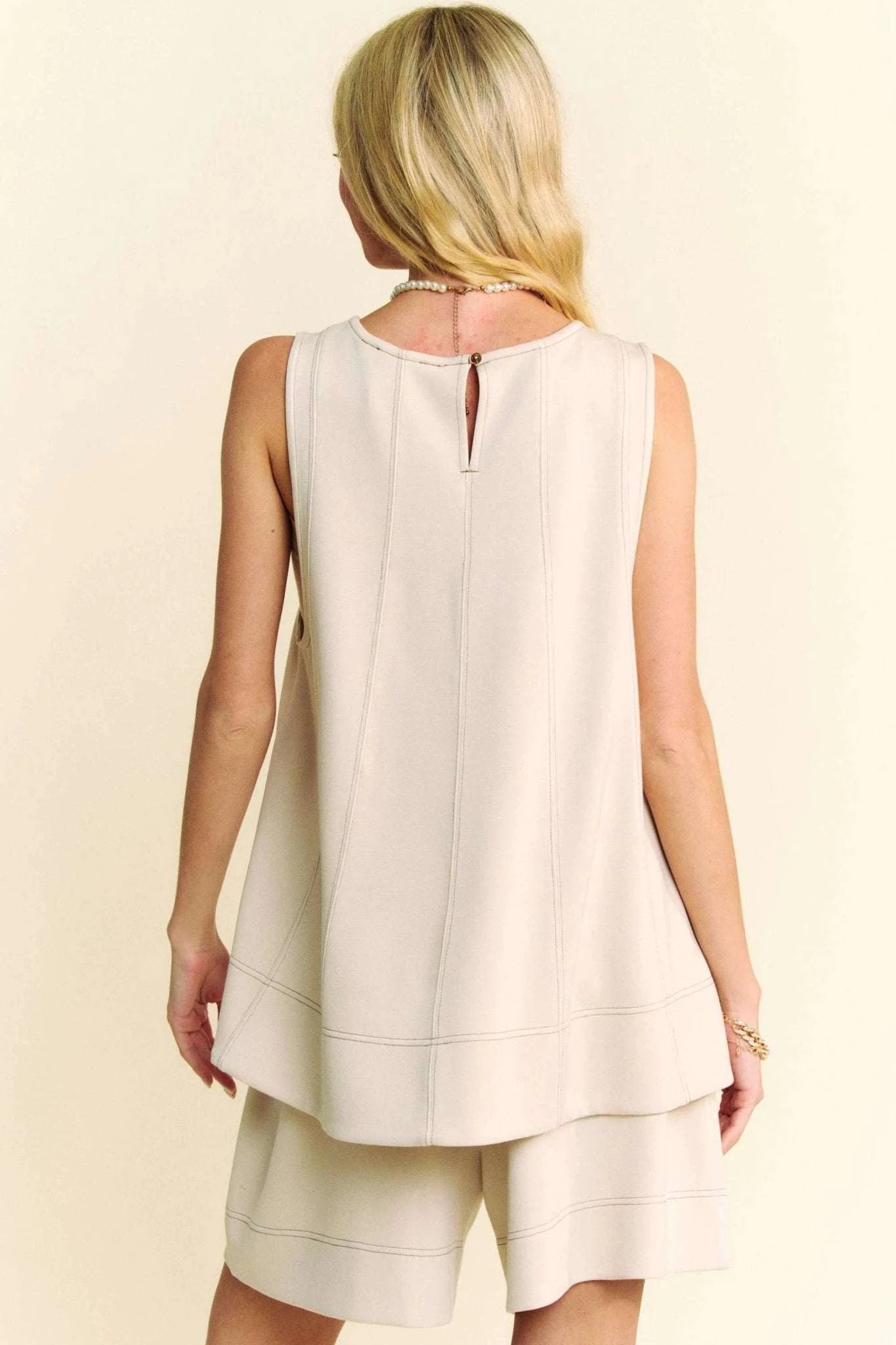 Davi & Dani Contrast Seam Top and Short Set - Jennie Dots