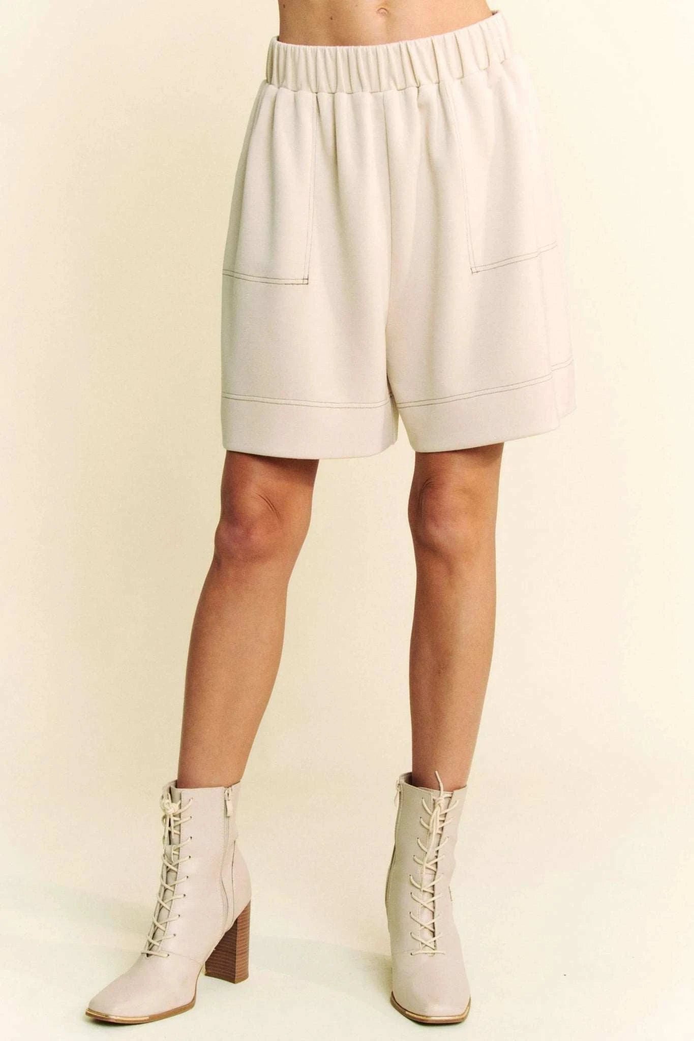 Davi & Dani Contrast Seam Top and Short Set - Jennie Dots