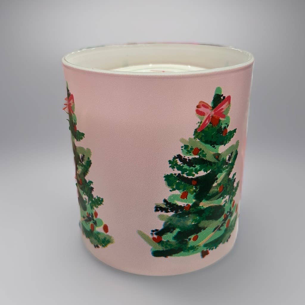 Pink & Green Holiday Pine Candle